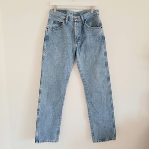 Vintage Wrangler High Rise Jeans Distressed Denim Straight Leg